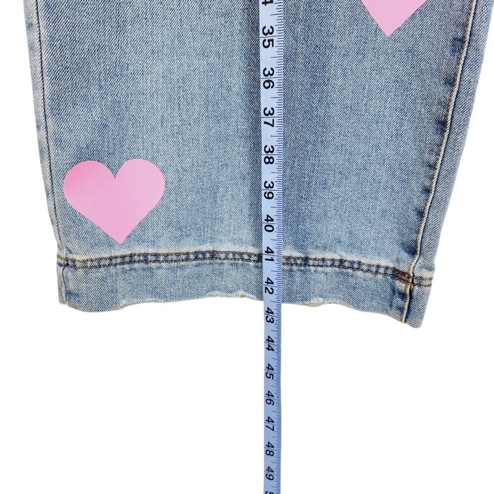 Love For Humanity Womens High-Rise Wide-Leg Jeans Pink Heart Accents Size 7/ 28 - Picture 8 of 15